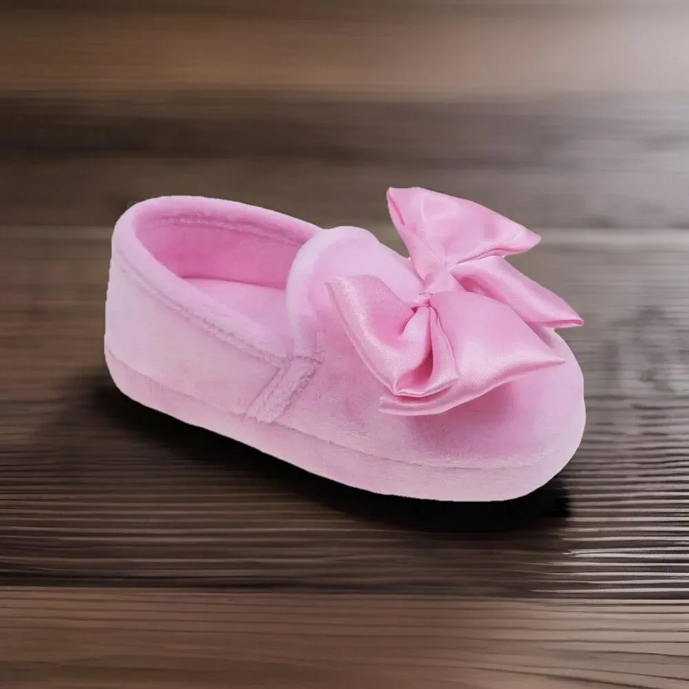 Wonder Nation Toddler Girls Slippers-Pink-Bow-Size 7-8  NWT‎
